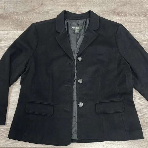 Eddie Bauer Black Wool Blazer Lined Single Breast Notch Collar Size 20 - Picture 15 of 15